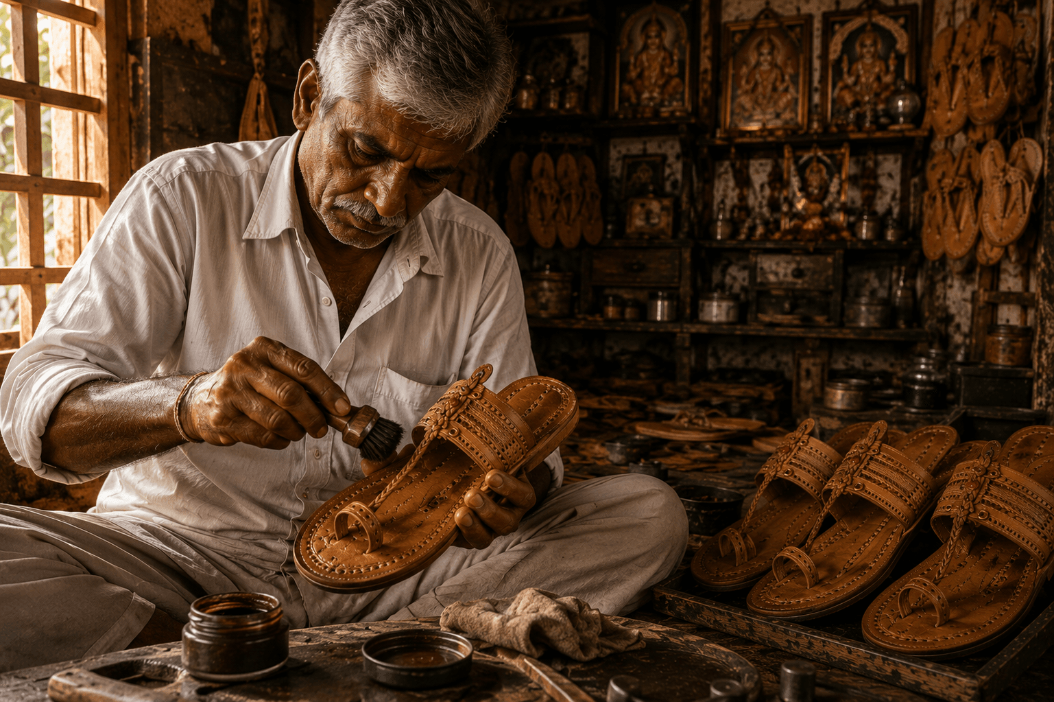 chappal polishing