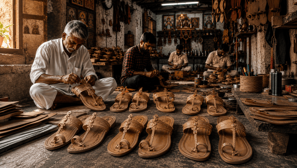 Kolhapuri chappal workshop